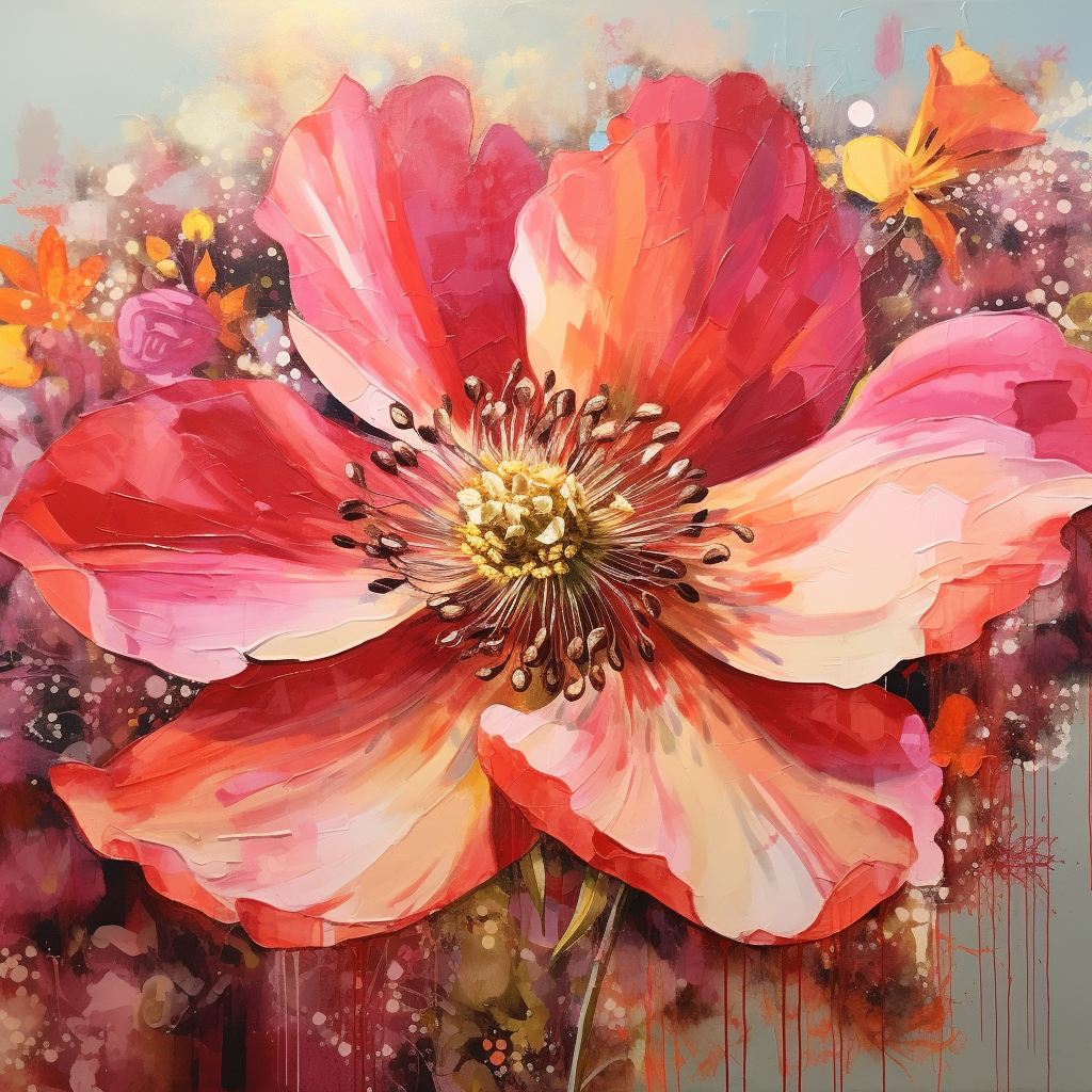 Colorful flower painting collage