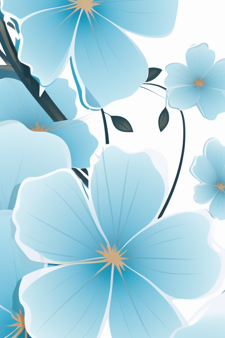 Flowers with blue decorative borders on a background