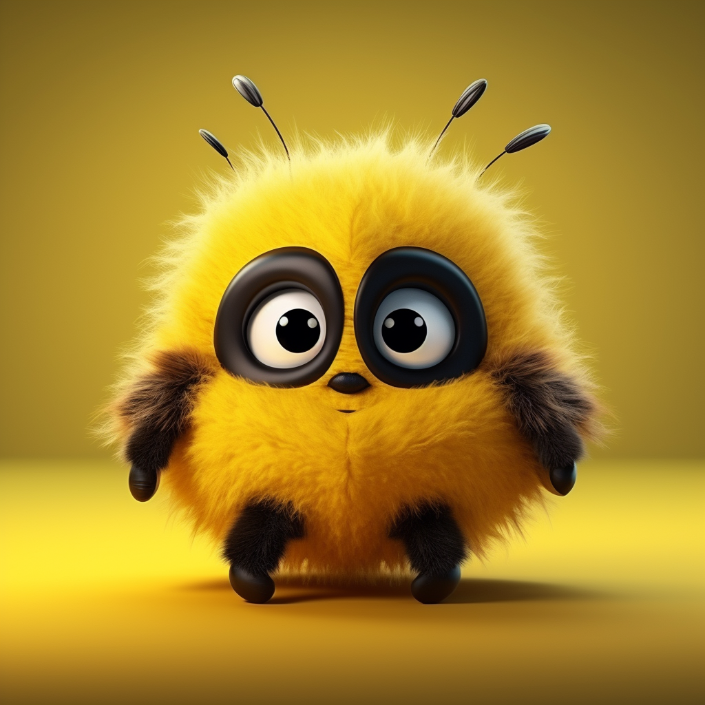 Cute fluffy bumblebee character design