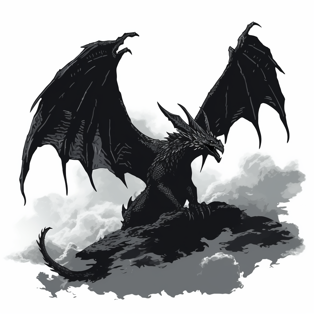 Flying Fantasy Dragon Silhouette