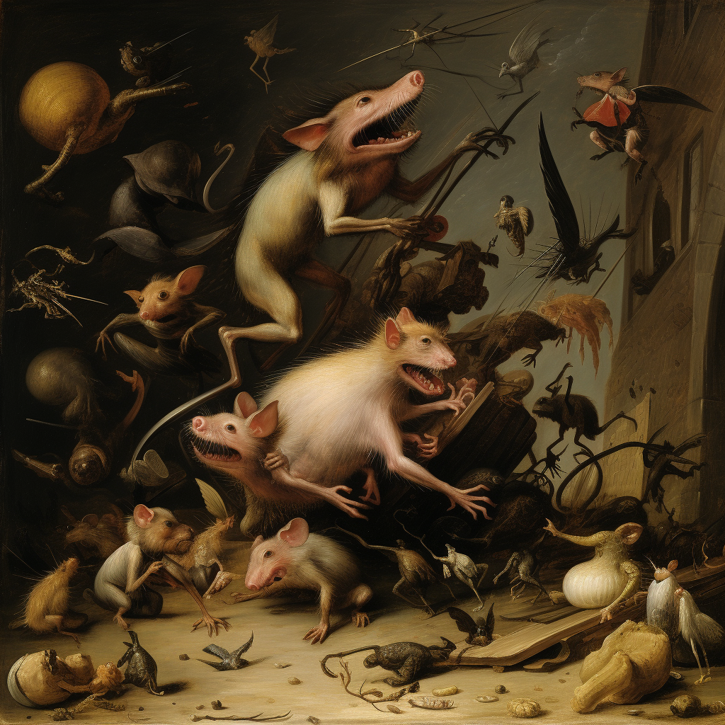 Unbelievable Flying Pig Rat Painting