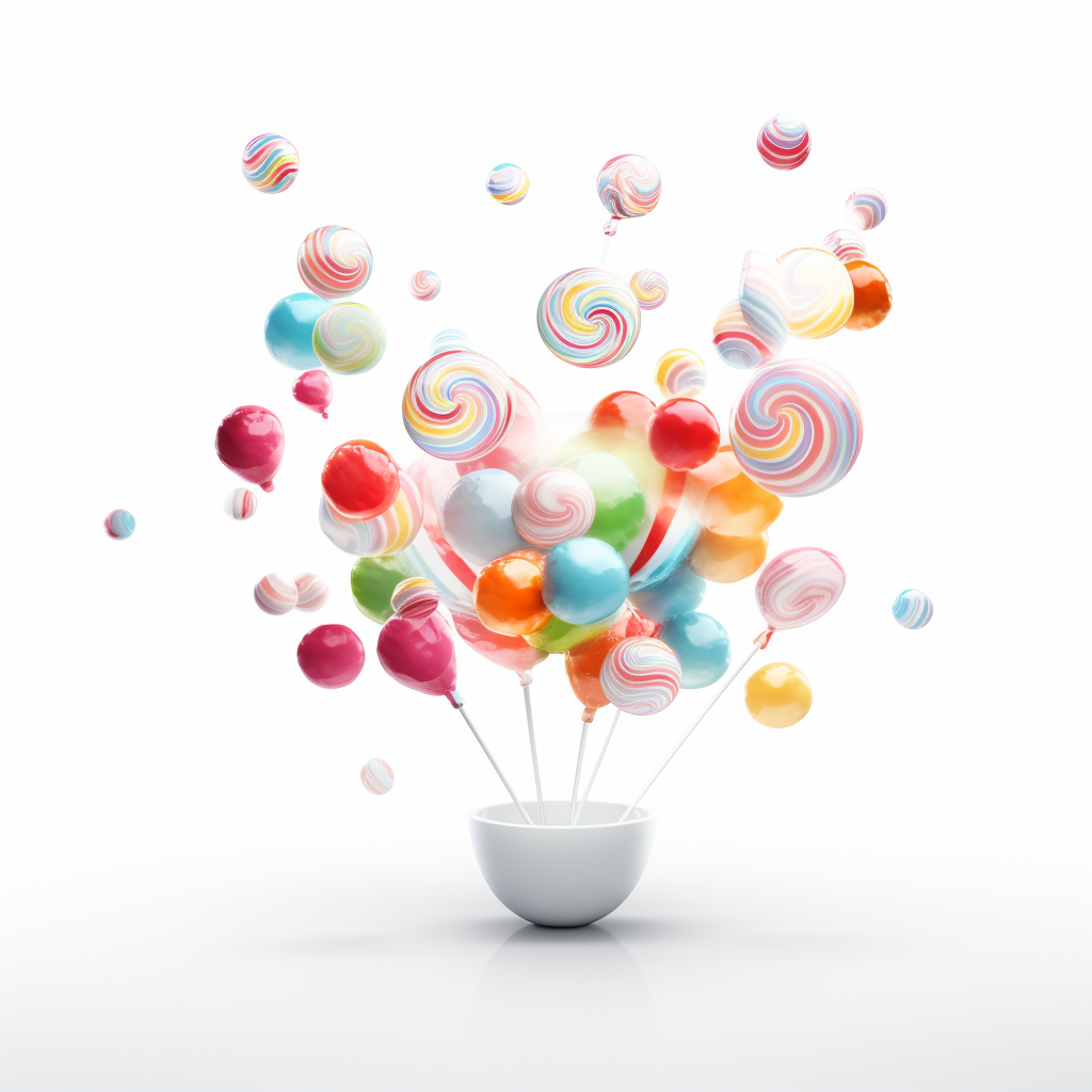 Colorful candies suspended in an invisible sphere