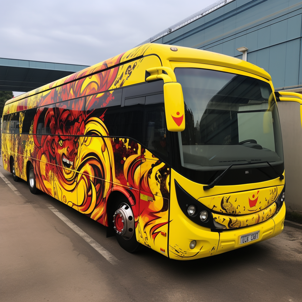 Energetic football fans on a bus