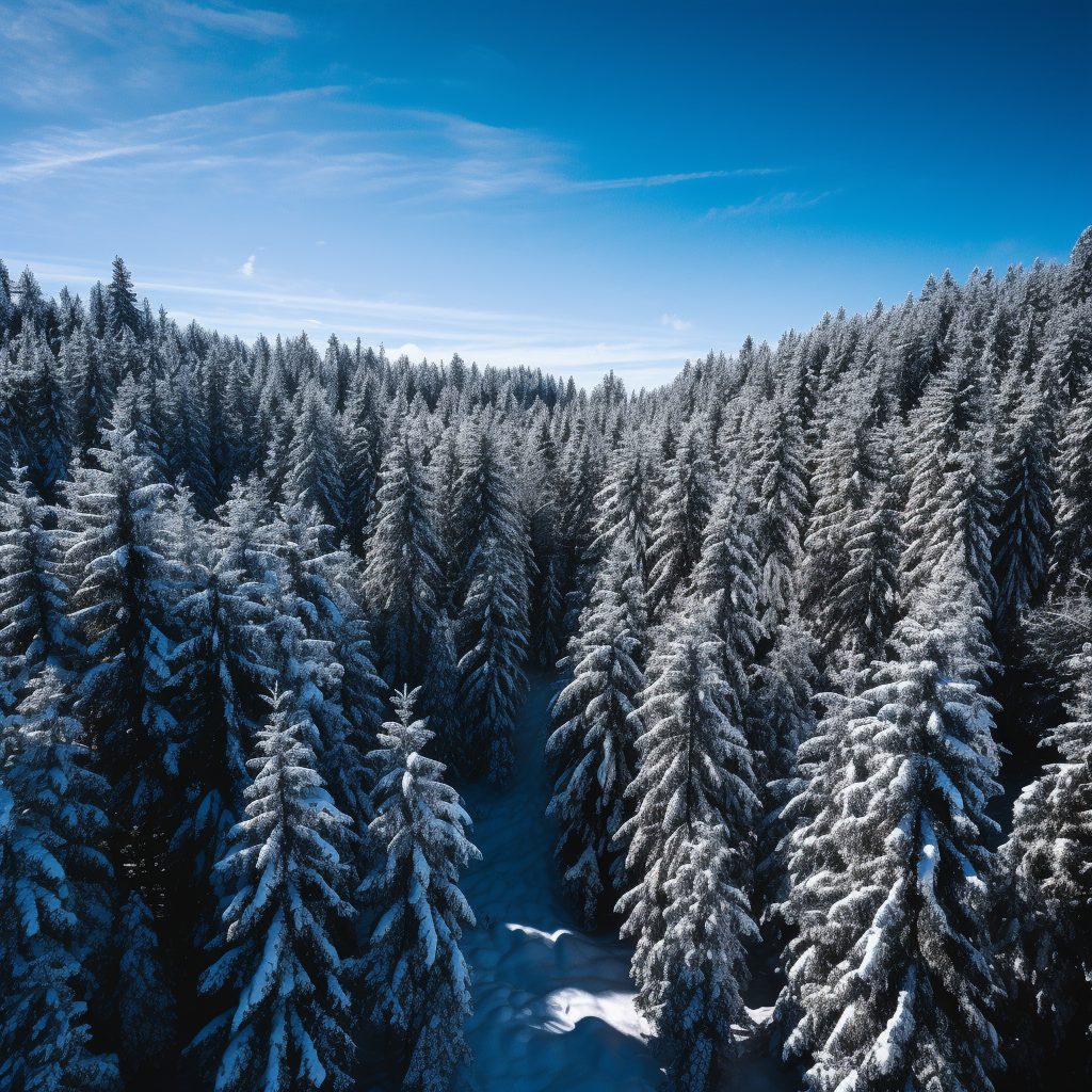 Forest Alpine Trees Snow Sunny Day