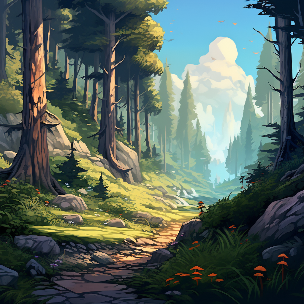 Forest hiking trail illustration