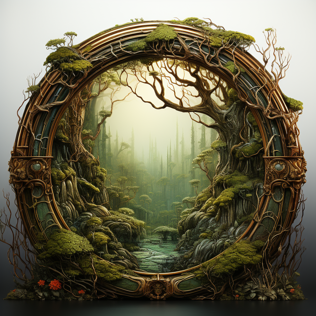 Art Nouveau forest scene frame