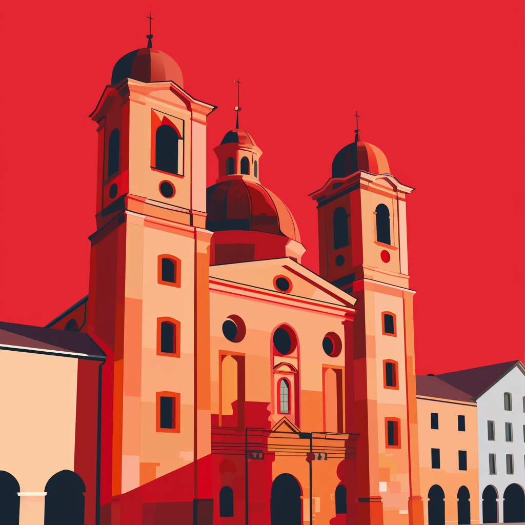 Frauenkirche Lugo Red Palette Vector Image