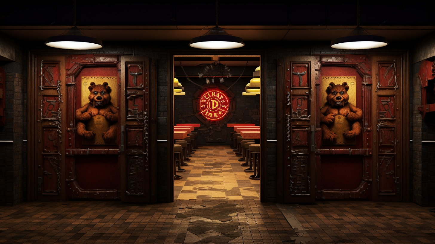 Image of barricaded doors at Freddy Fazbear's Pizzaria