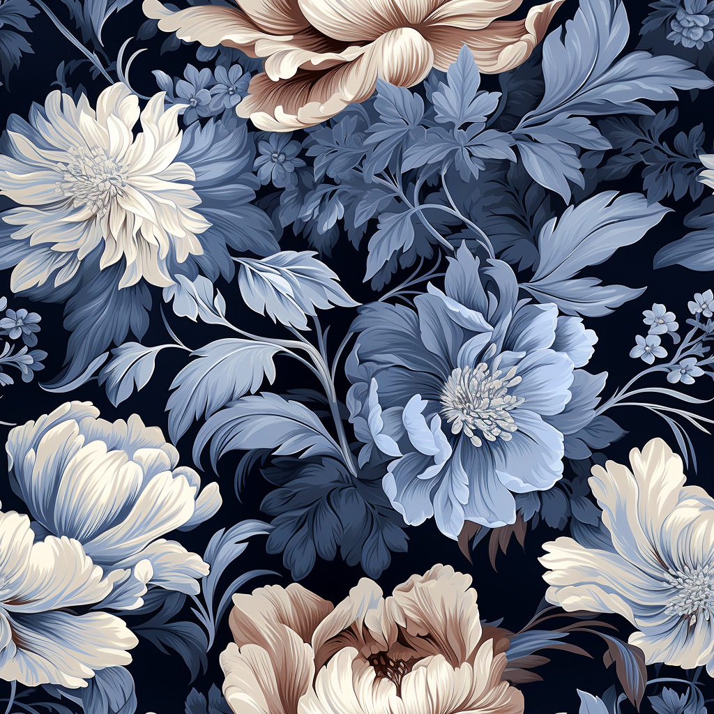 Elegant French Floral Damask Print