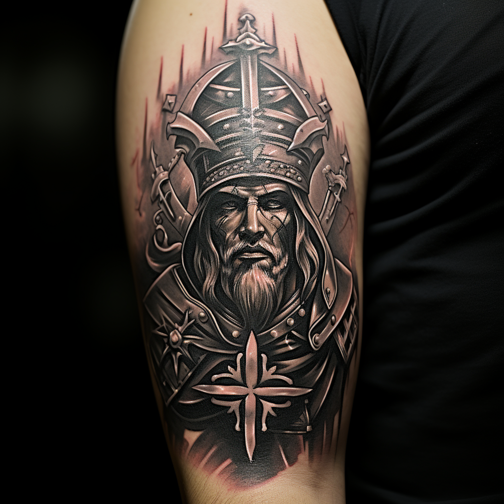 French Lys King Templar Tattoo