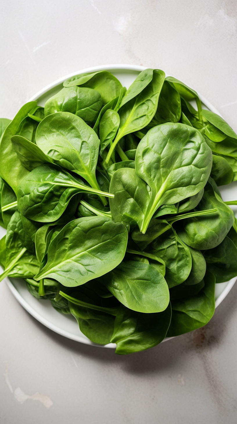 Fresh spinach salad on light background