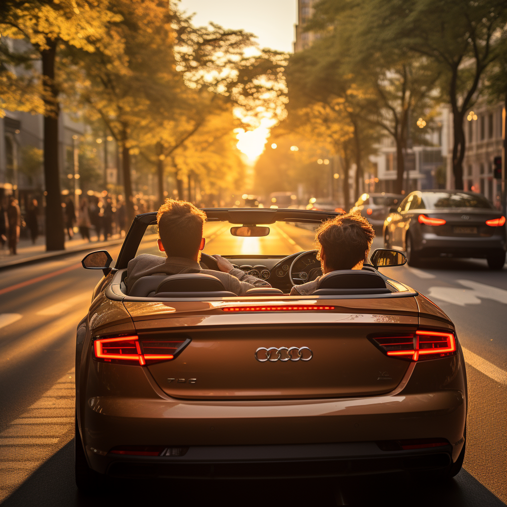 Happy friends enjoying a drive