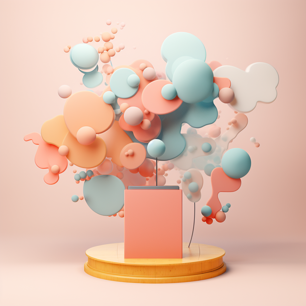 Podium with Coral Speech Bubbles