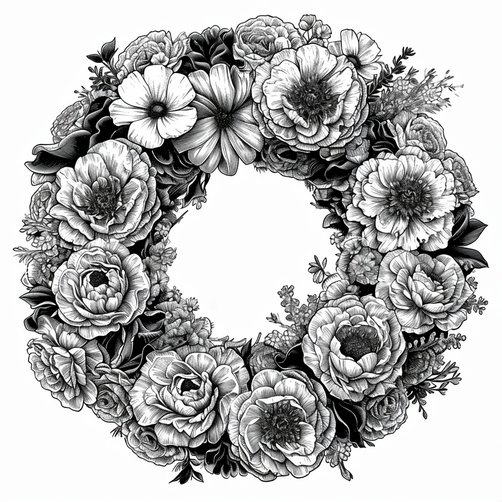 Funeral Wreath Comic Book Lineart