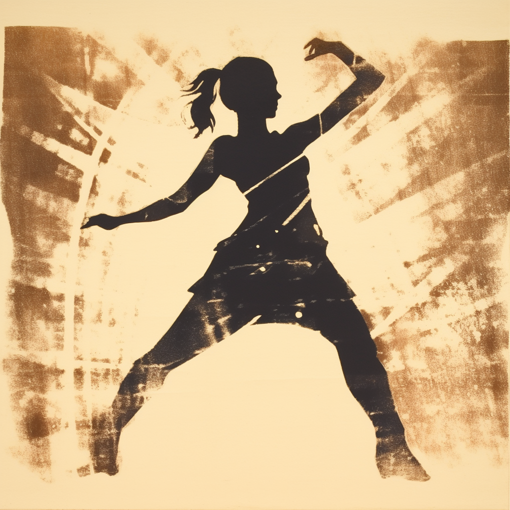 Abstract figure lithograph dance silhouette