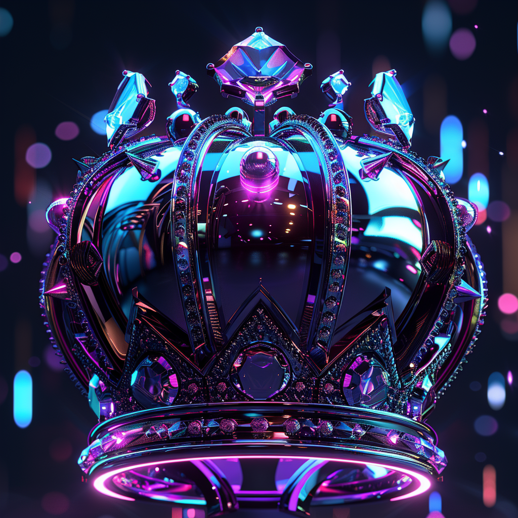 Photorealistic futuristic crown in dramatic lighting