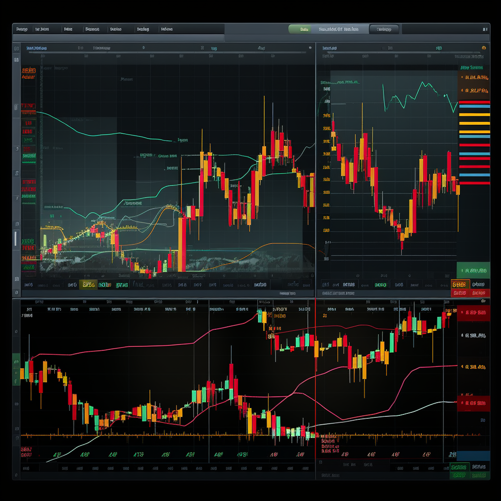 Futuristic day trading view with stocks