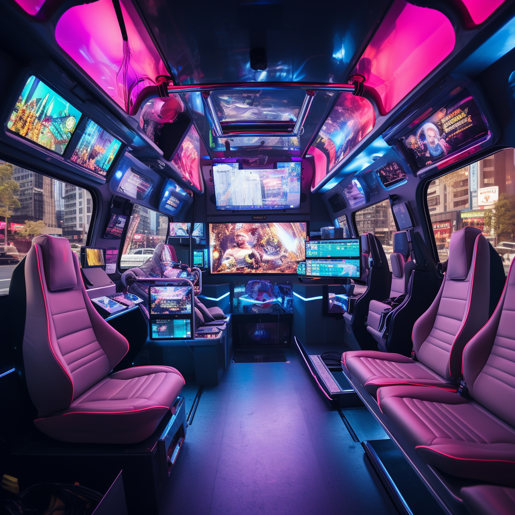 Fully Equipped Futuristic Gaming Bus