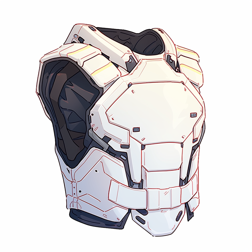 Cartoon-style futuristic kevlar vest with armored sleeve