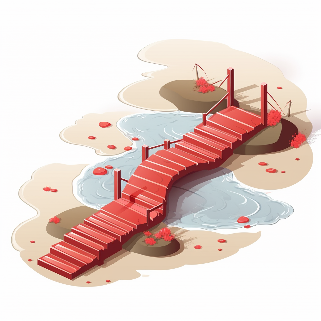 Isometric footprints at futuristic park edge