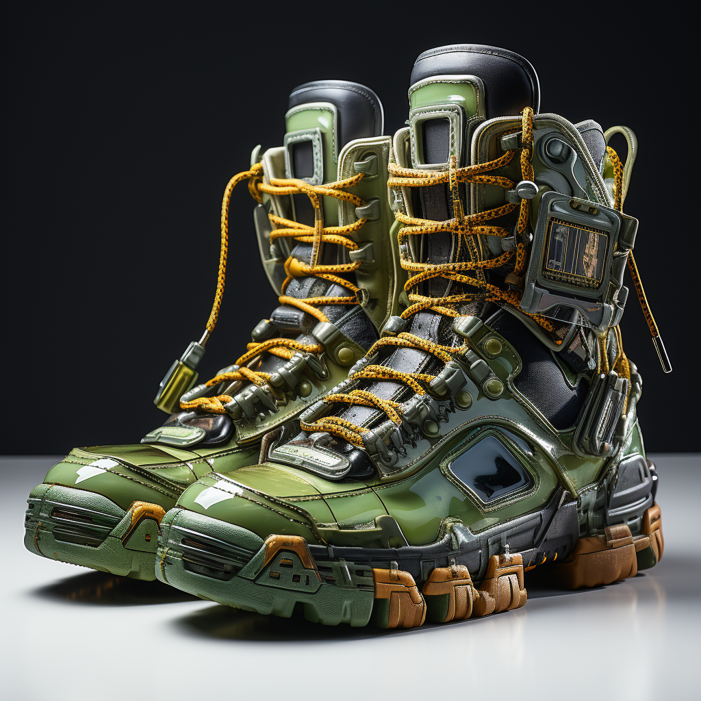 Futuristic Robotic Sneakers in Green and Black