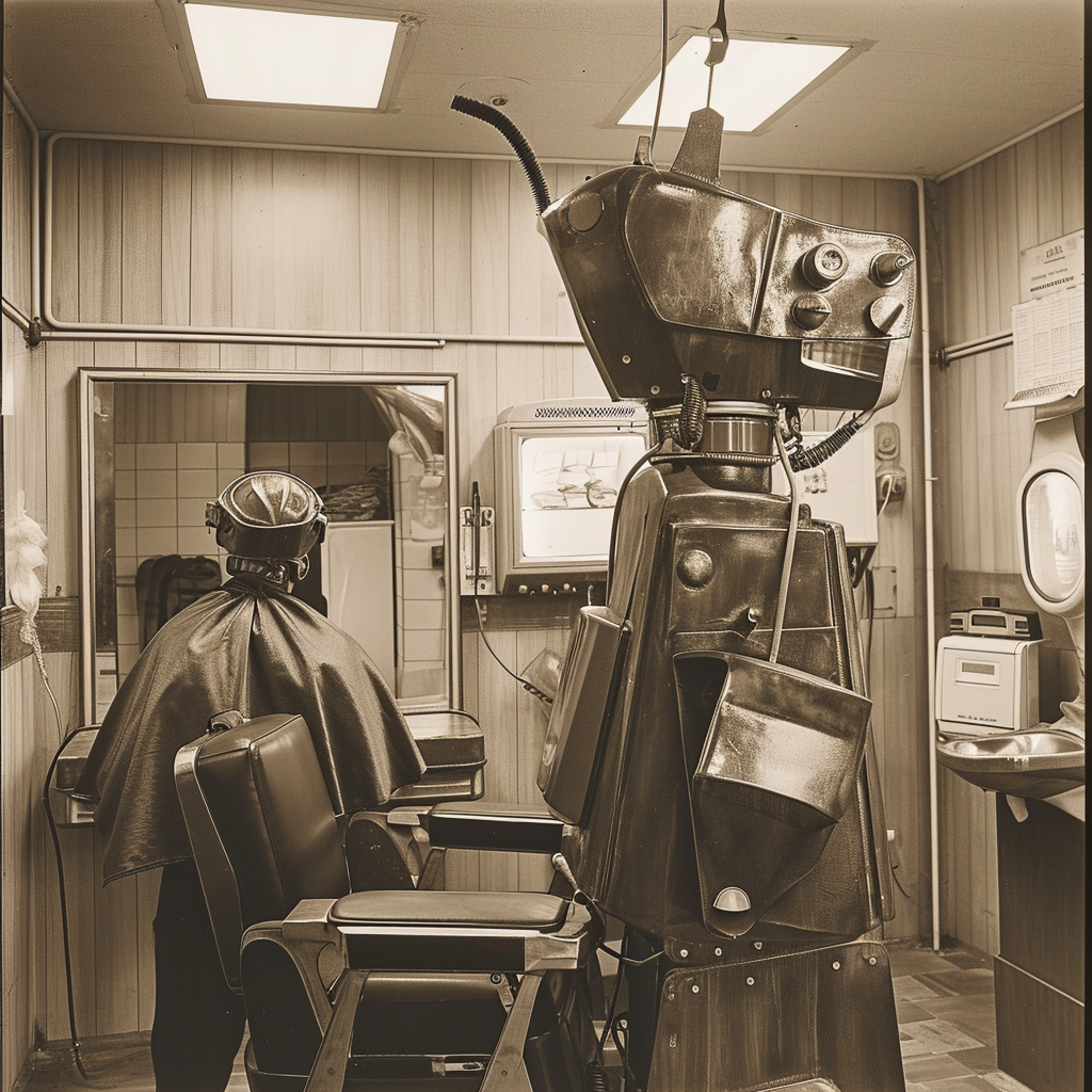 Futuristic Year 3000 Barber Shop