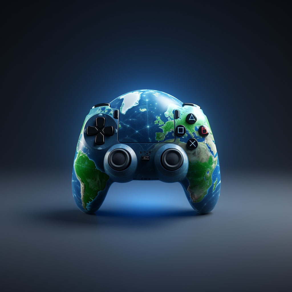 Simplistic gaming controller connected to Earth