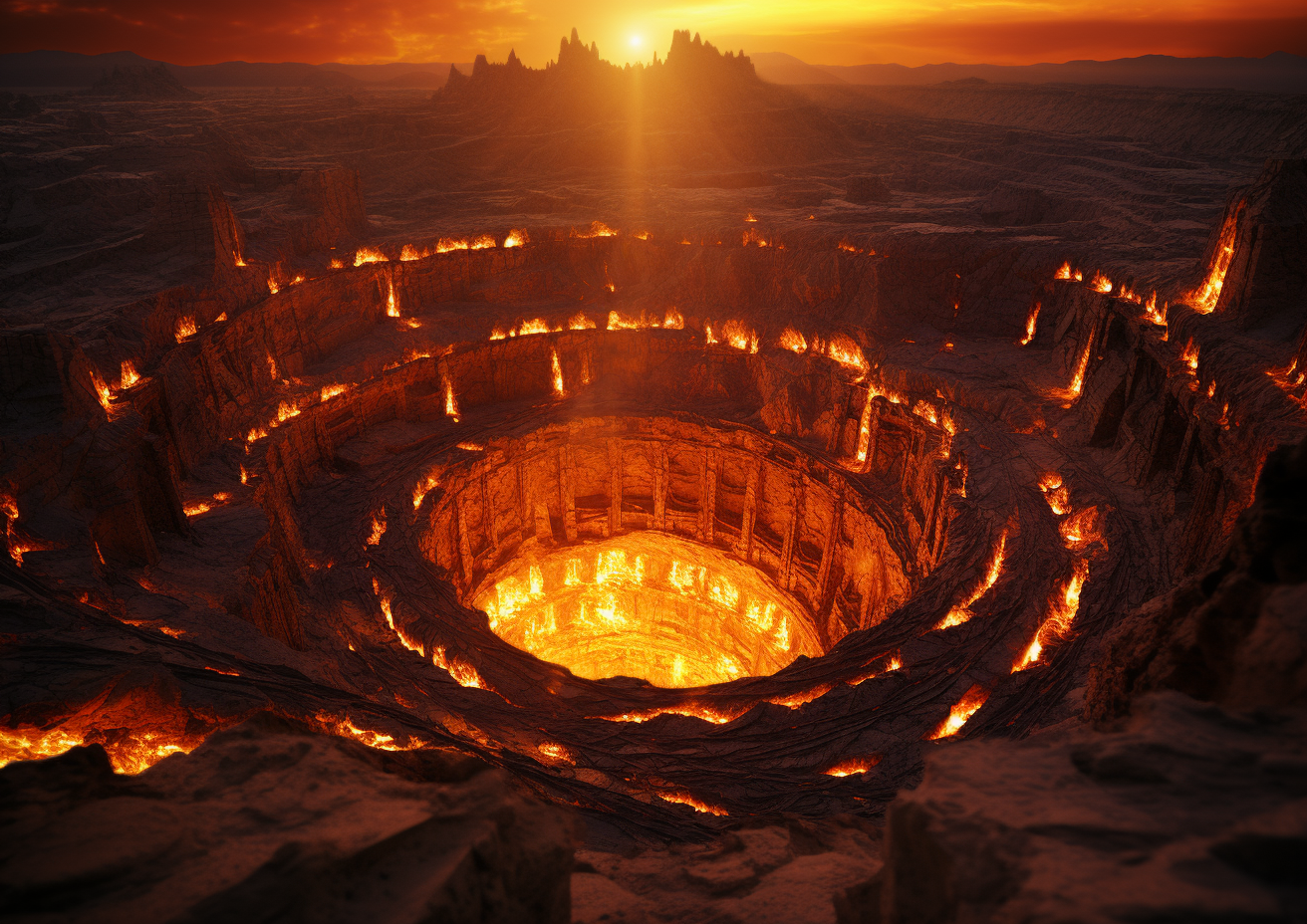 Spectacular view of burning flames in Turkmenistan