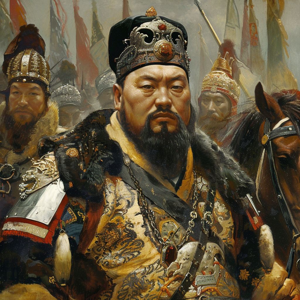 Gengis Khan leading conquering army