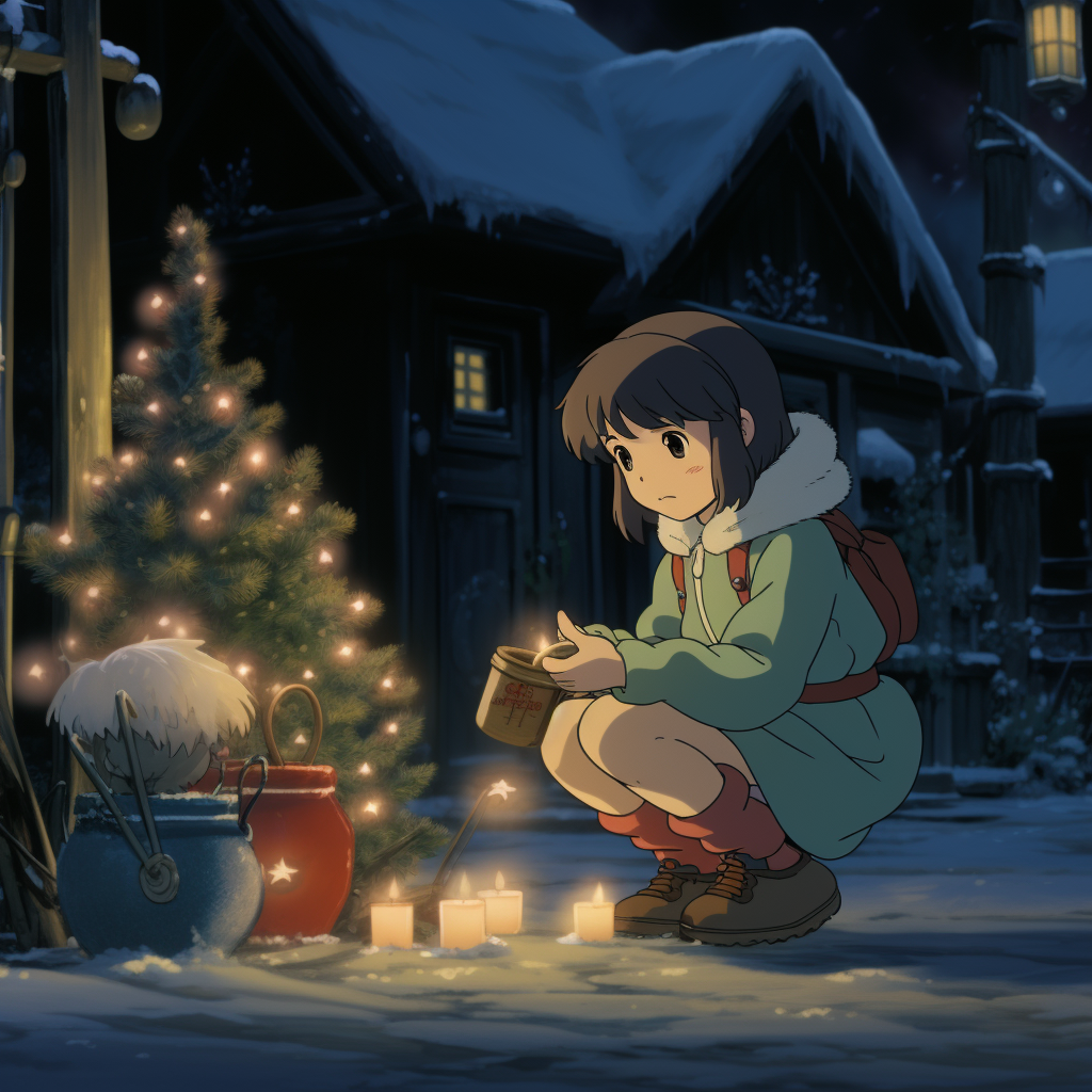 Studio Ghibli cartoon during Christmas