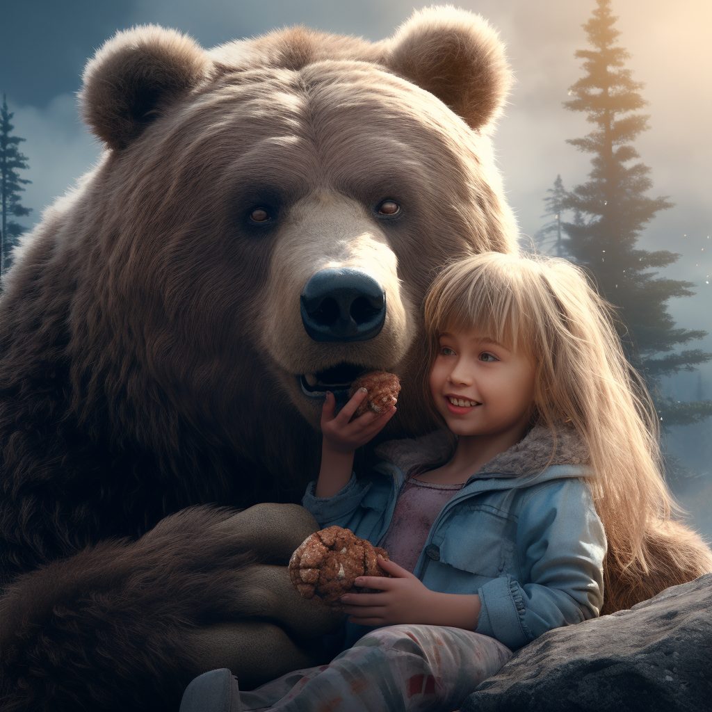 Adorable girl enjoying a bear snack