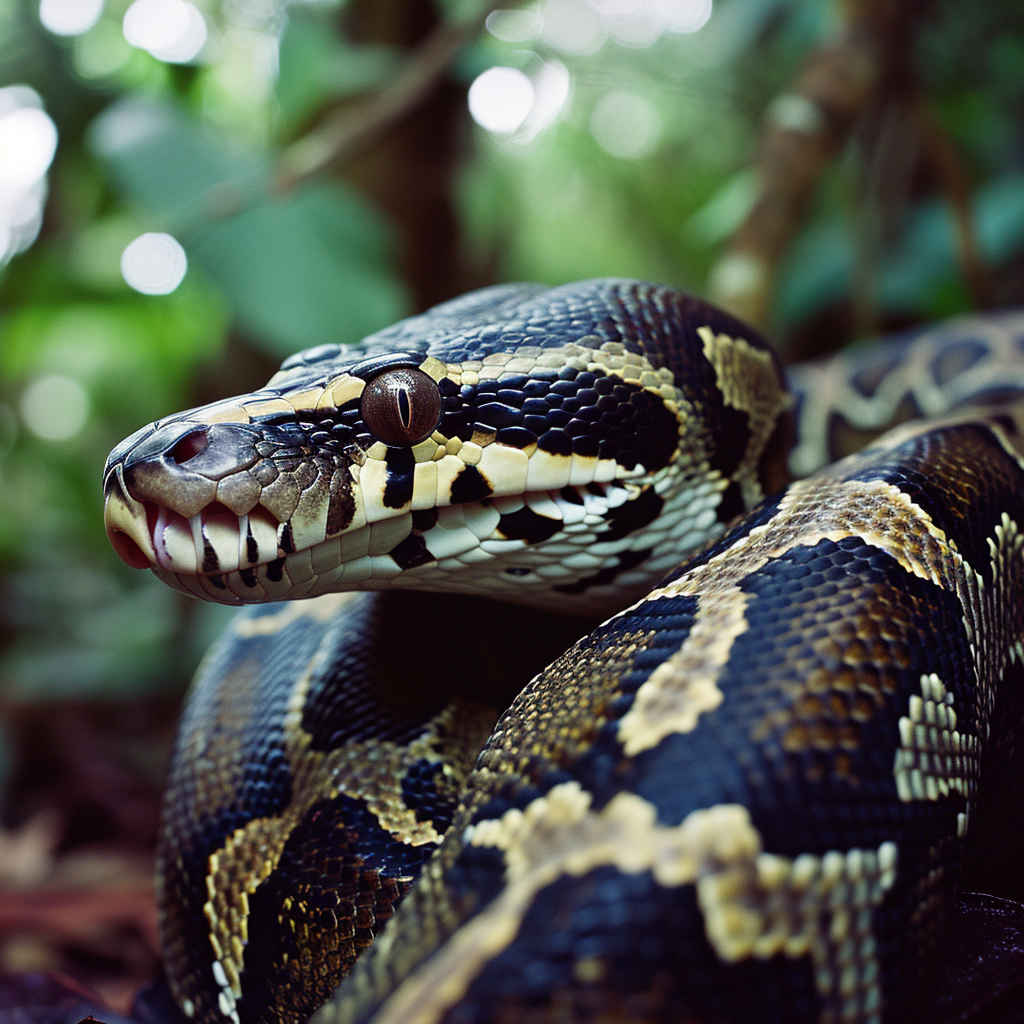 Giant Python in Amazon Rainforest