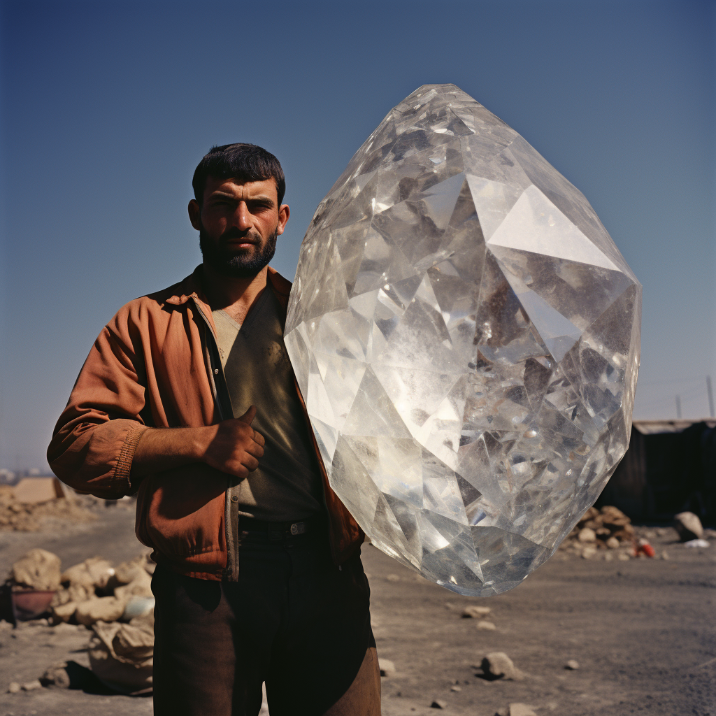 Man with Huge Polished Diamond