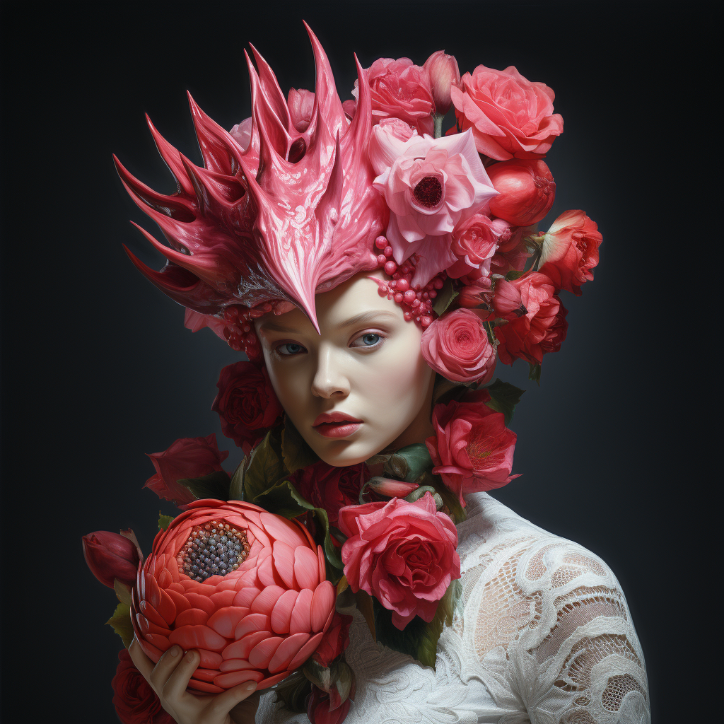 Girl with dragonfruit head