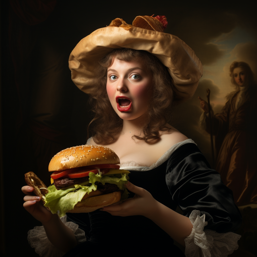 Girl enjoying a delicious hamburger