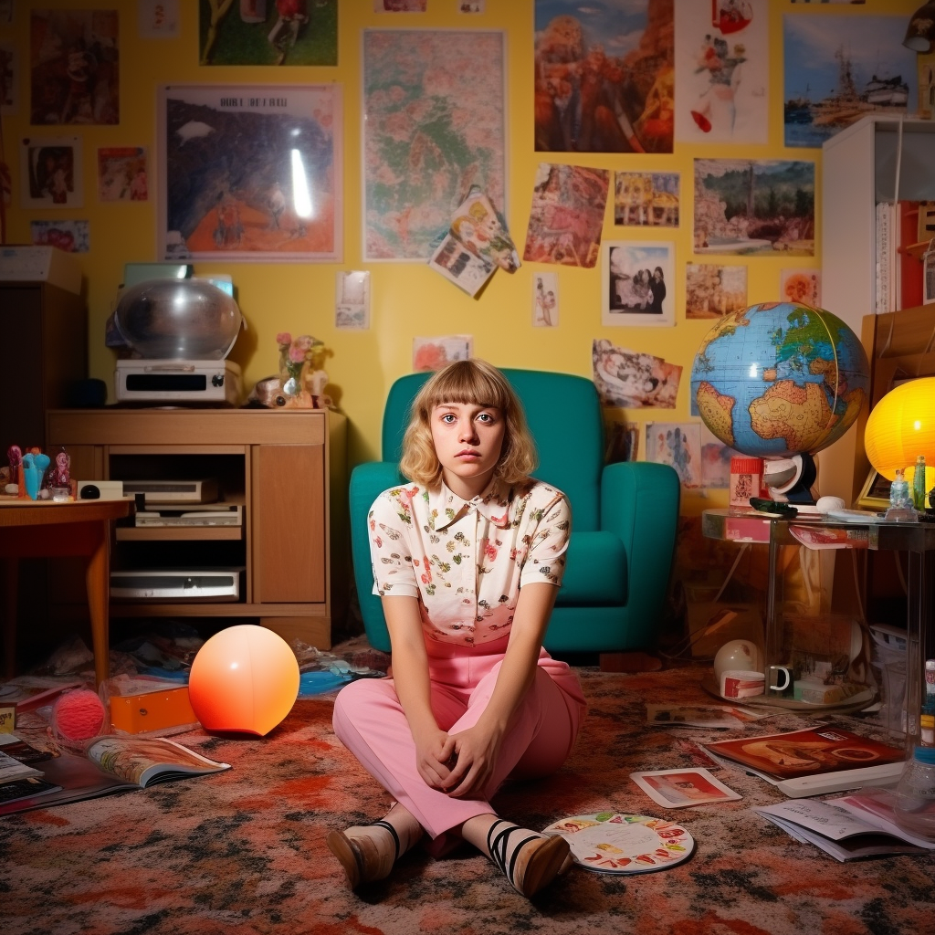 20 Year Old Girl Sitting on Floor in Living Room