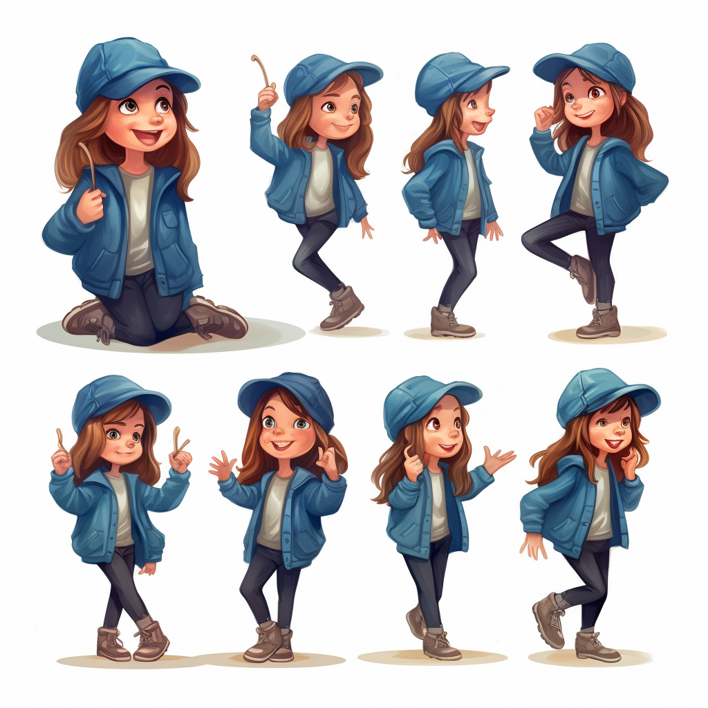 Young girl in different poses and expressions