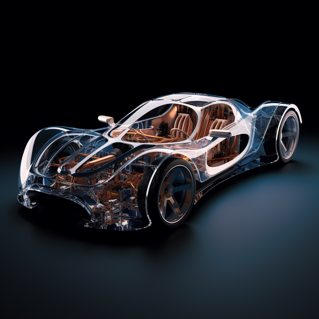 Luxurious glass chassis sports car