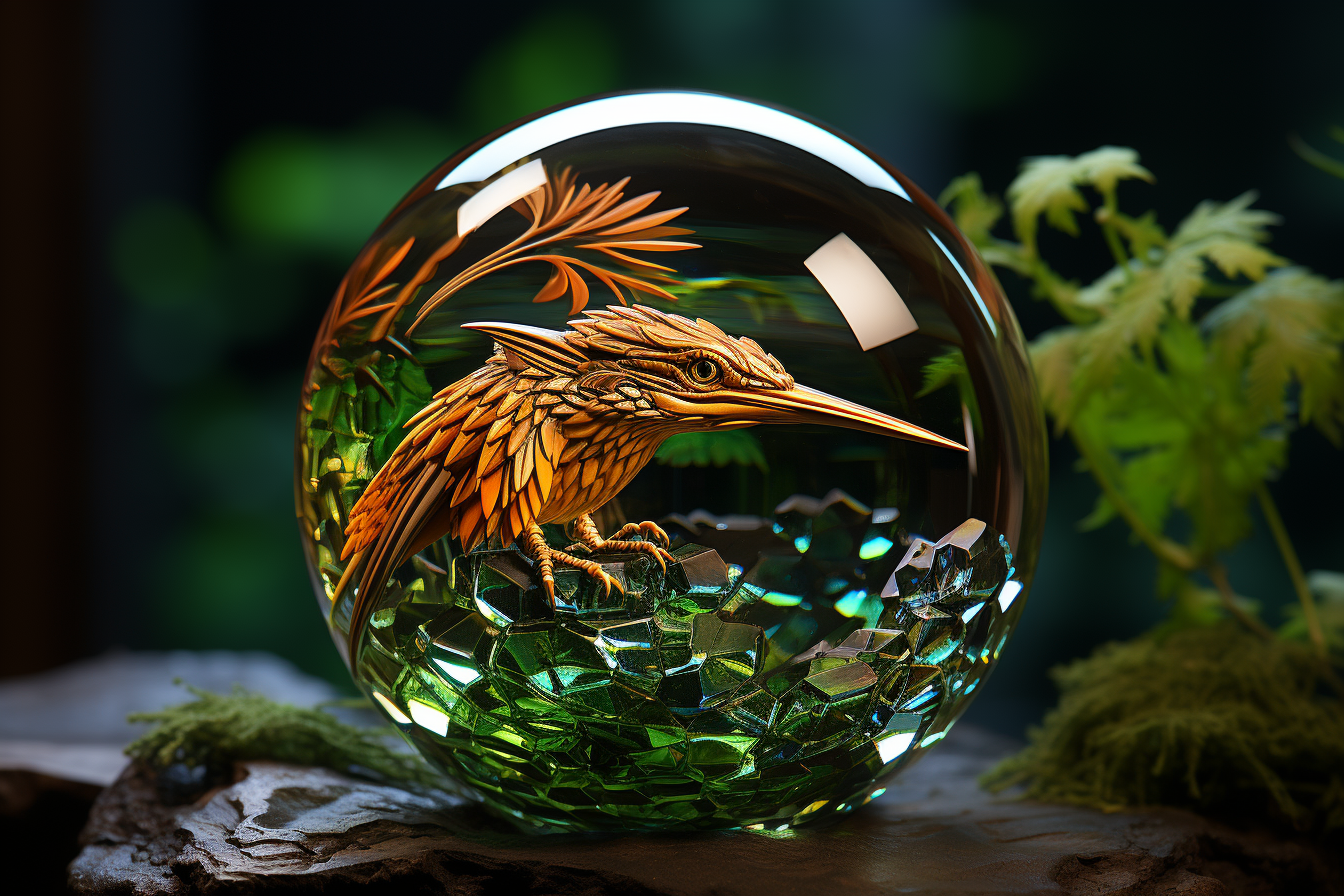 hybrid creature inside glass ball