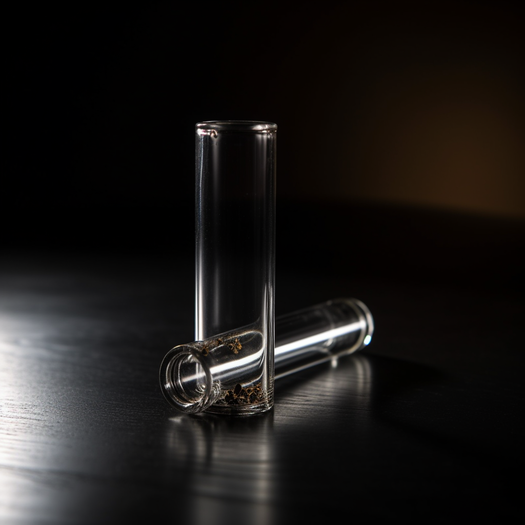 Small glass tube on black table