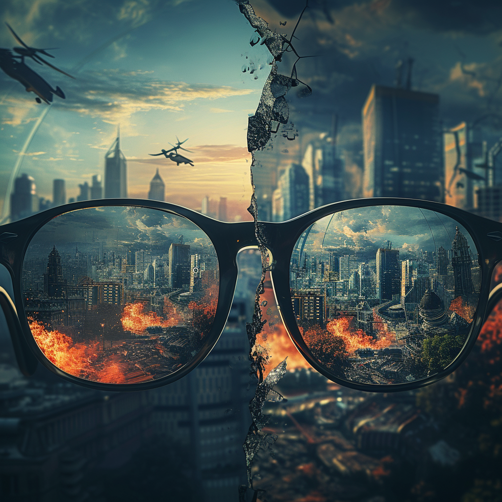 Glasses Dividing Two Worlds