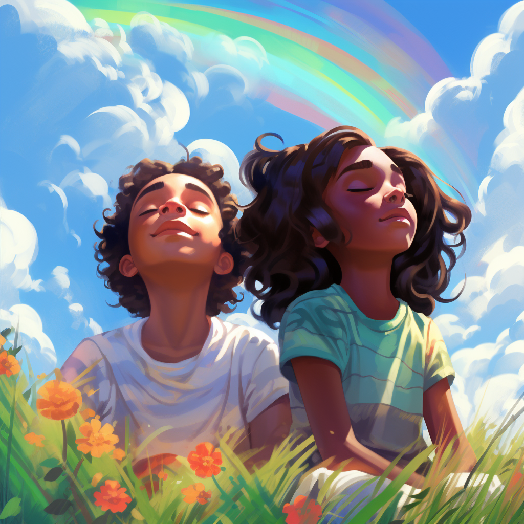 Glen Keane Rainbow Meditation Kids Illustration