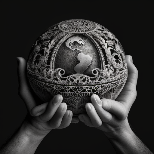 Hands holding globe with intricate details