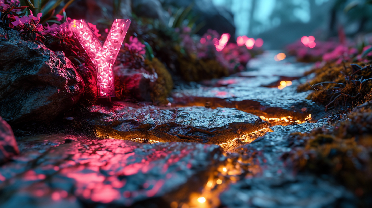 Vivid Glowing Neon  Y  Letter