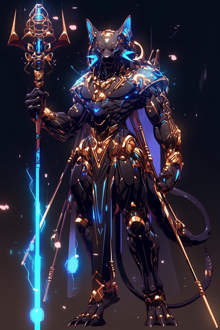 Male warrior in glowing armor with spear