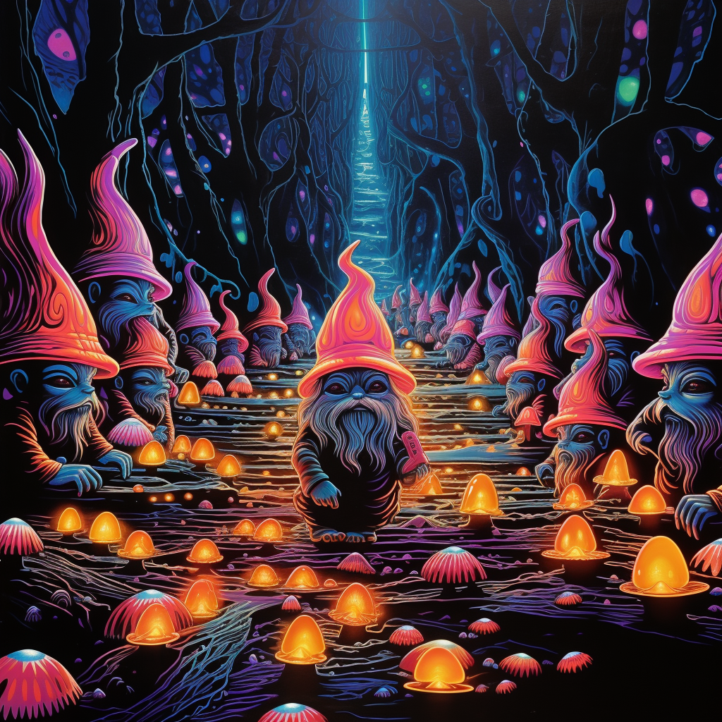 Gnome Army Black Light Poster