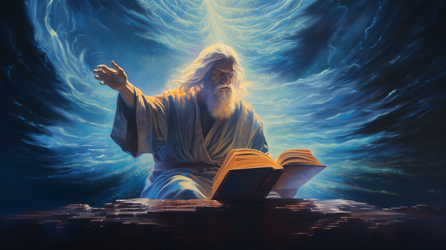 God in Bioluminescent Clothing with Bible