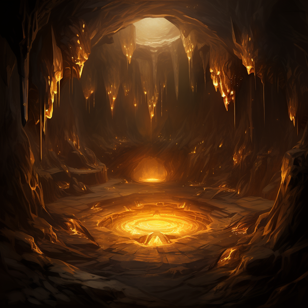 Captivating gold cave artwork