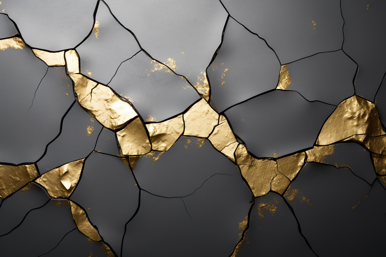 Gorgeous Gold Kintsugi Cracks on Wall