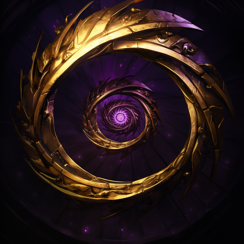 Mysterious gold-purple spiral staircase